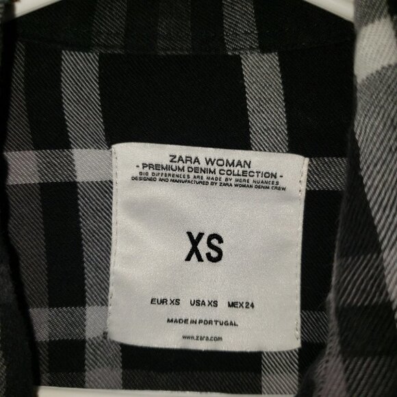 Zara women plaid black and white blouse XS - Picture 4 of 5